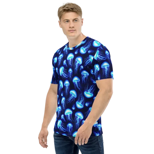 Azure Jellyscape on a Men's Crew Neck T-Shirt