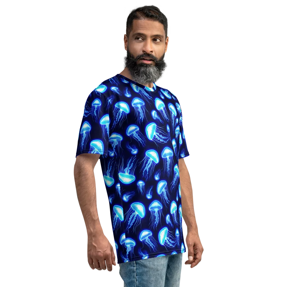 Azure Jellyscape on Men's Crew Neck T-Shirt — Right