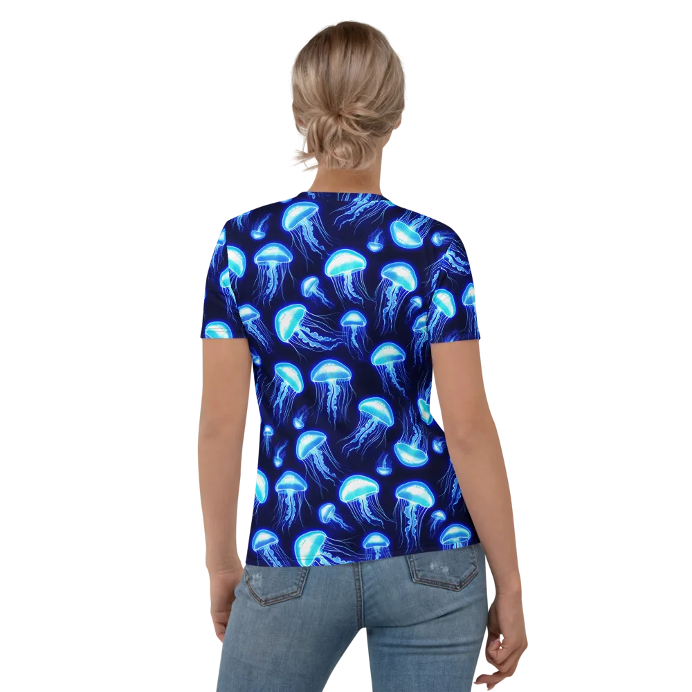 Azure Jellyscape on Women's Crew Neck T-Shirt — Back