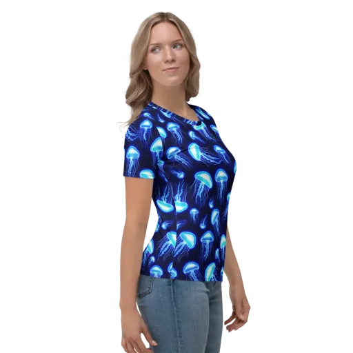 Azure Jellyscape on a Women's Crew Neck T-Shirt