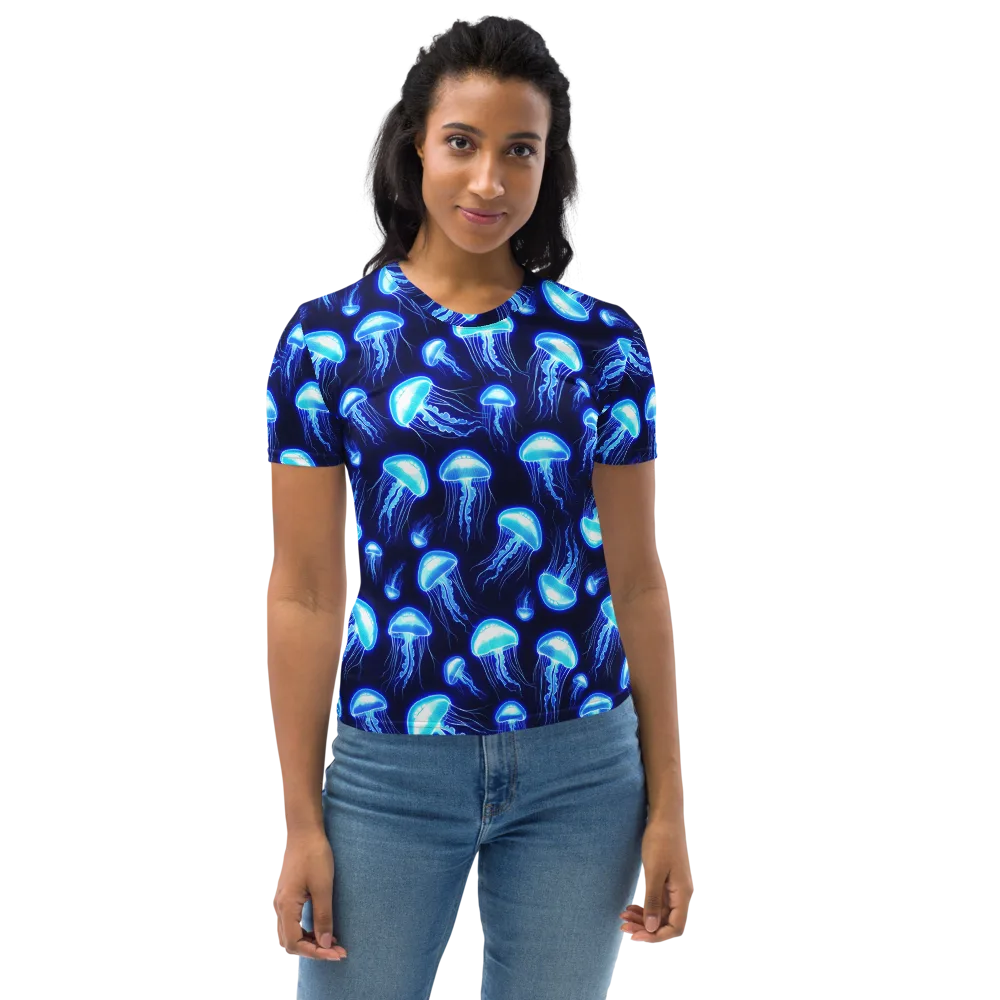 Azure Jellyscape on Women's Crew Neck T-Shirt — Front