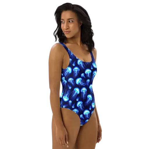 Azure Jellyscape on a One-Piece Swimsuit