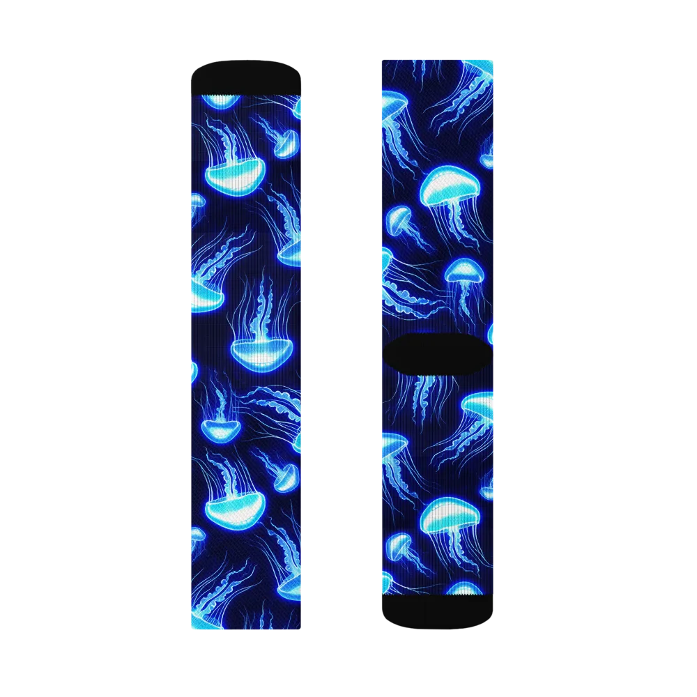 Azure Jellyscape on Socks — Left Sock