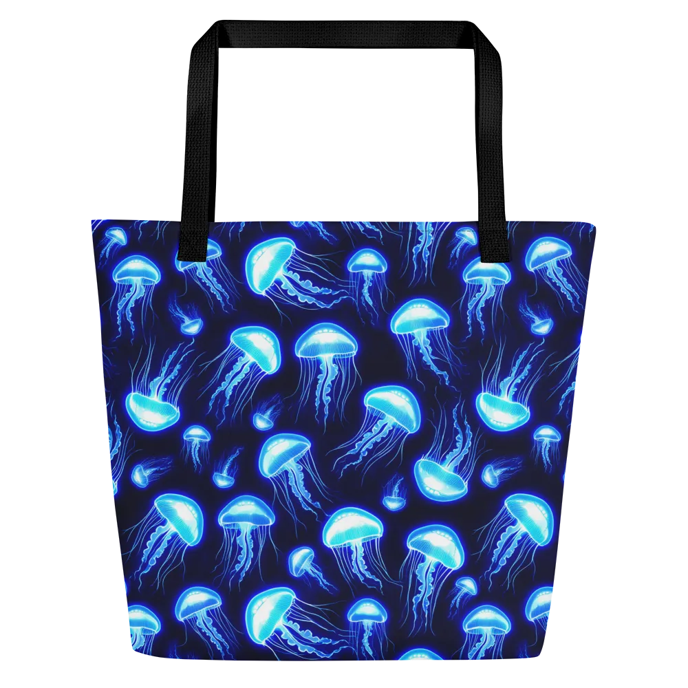 Azure Jellyscape on Large Tote Bag W/ Pocket — Front
