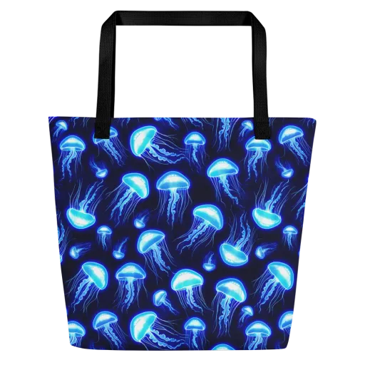 Azure Jellyscape on a Large Tote Bag W/ Pocket