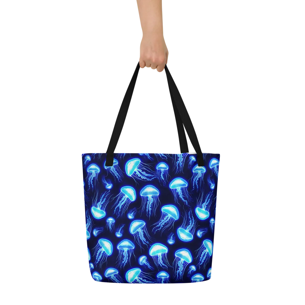 Azure Jellyscape on Large Tote Bag W/ Pocket — Front