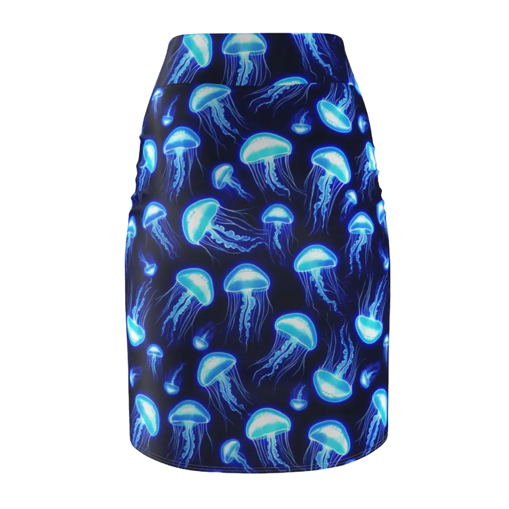 Azure Jellyscape on Pencil Skirt — Back