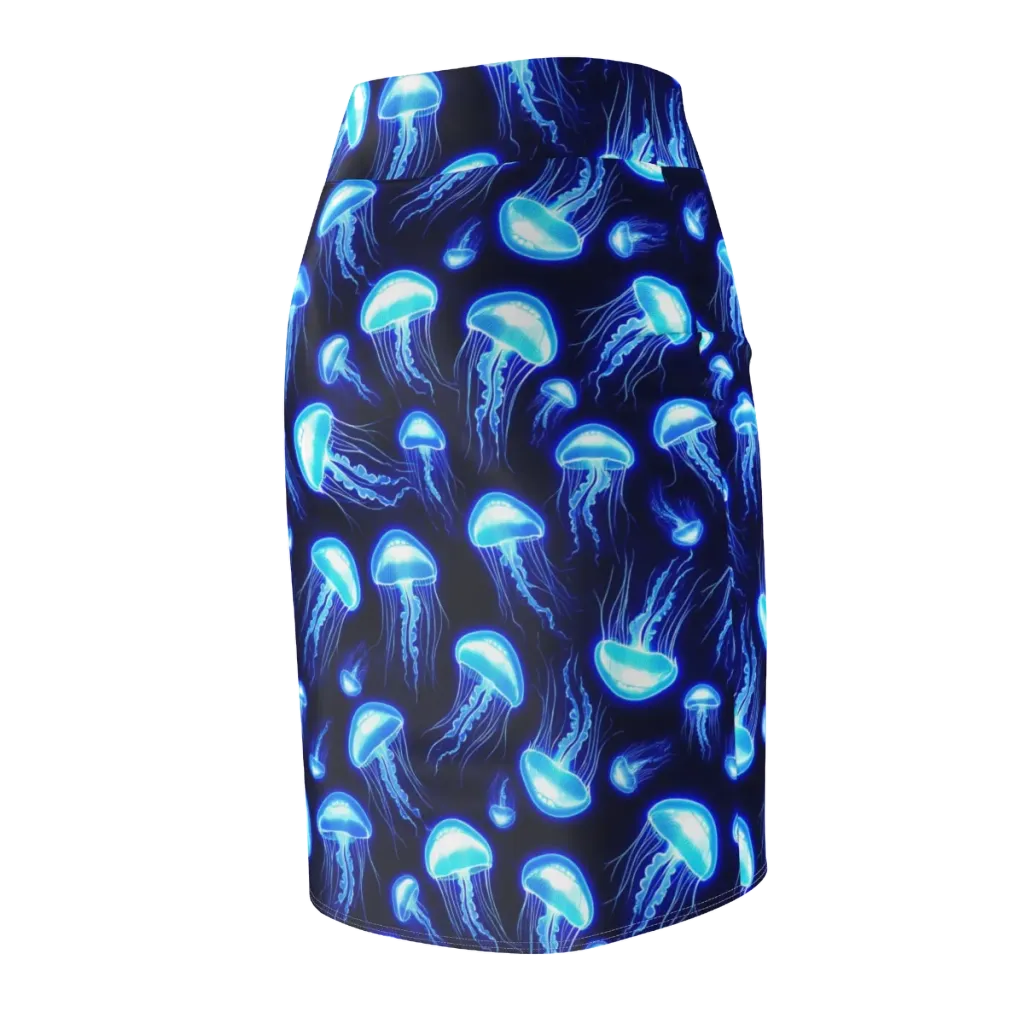 Azure Jellyscape on Pencil Skirt — Back Side