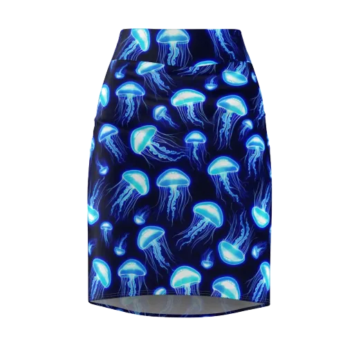Azure Jellyscape on a Pencil Skirt
