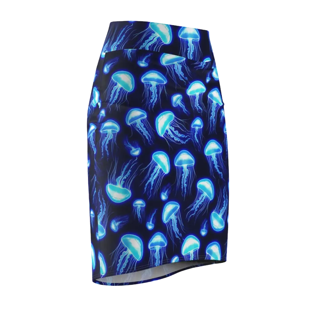 Azure Jellyscape on Pencil Skirt — Front Side