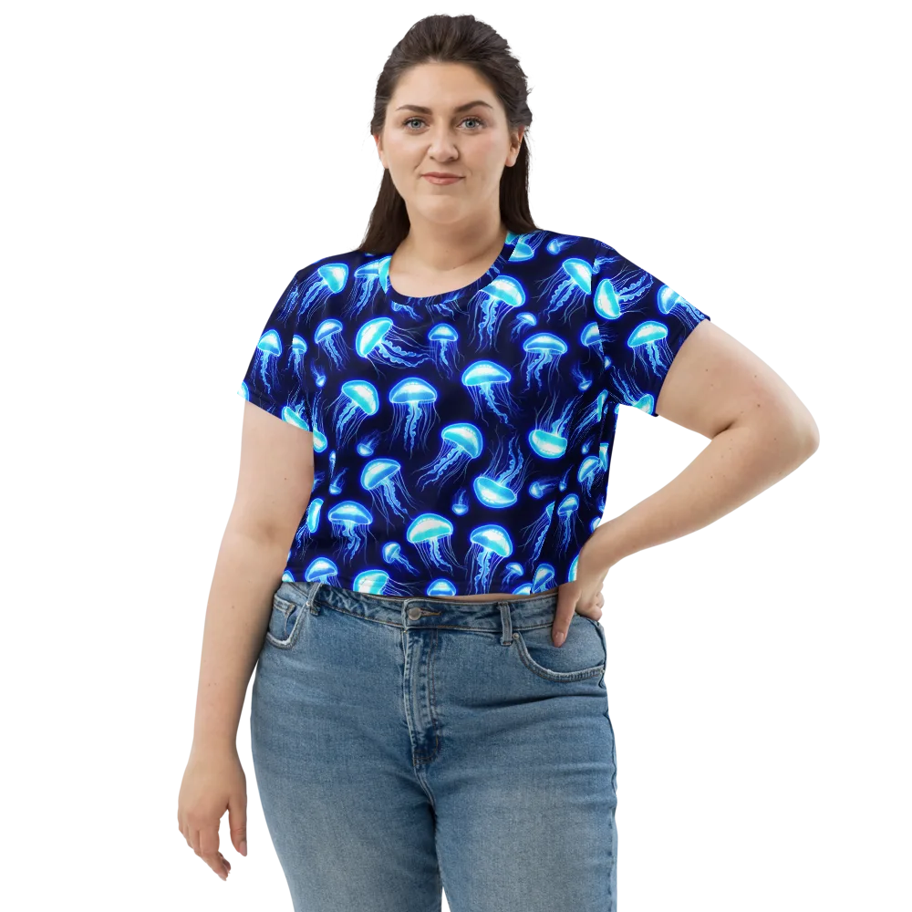 Azure Jellyscape on Crop Tee — Front