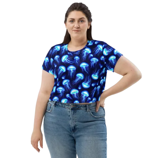 Azure Jellyscape on a Crop Tee
