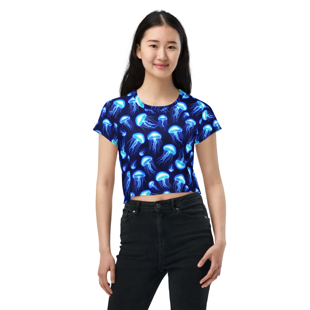 Azure Jellyscape on Crop Tee — Front