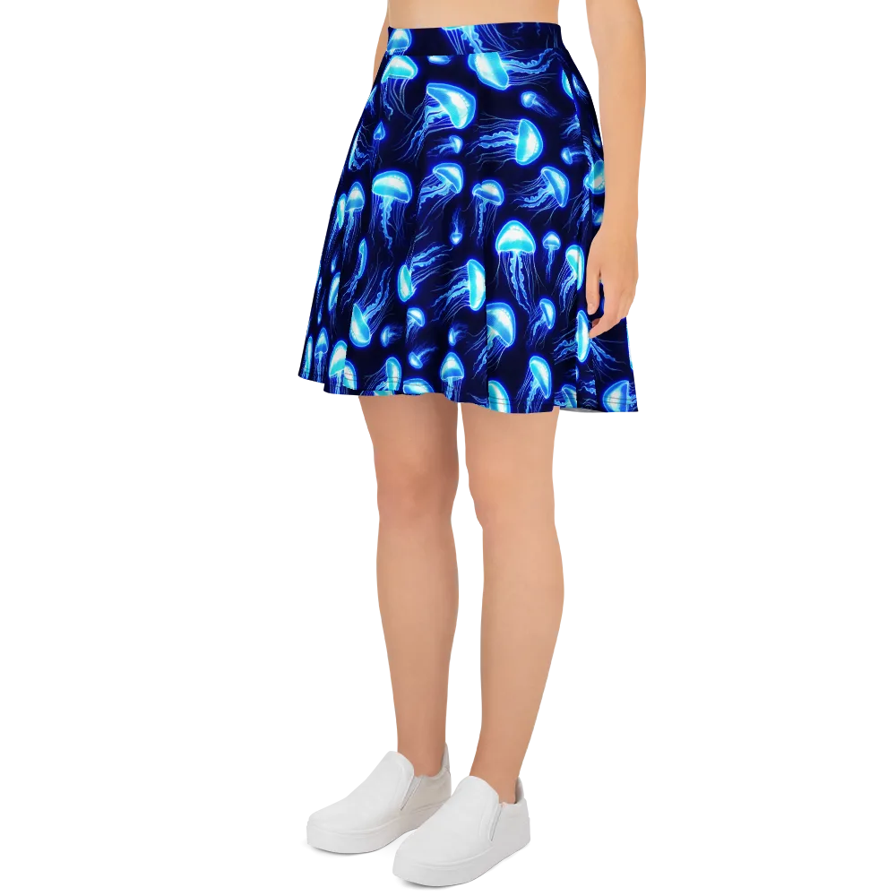 Azure Jellyscape on Skater Skirt — Left