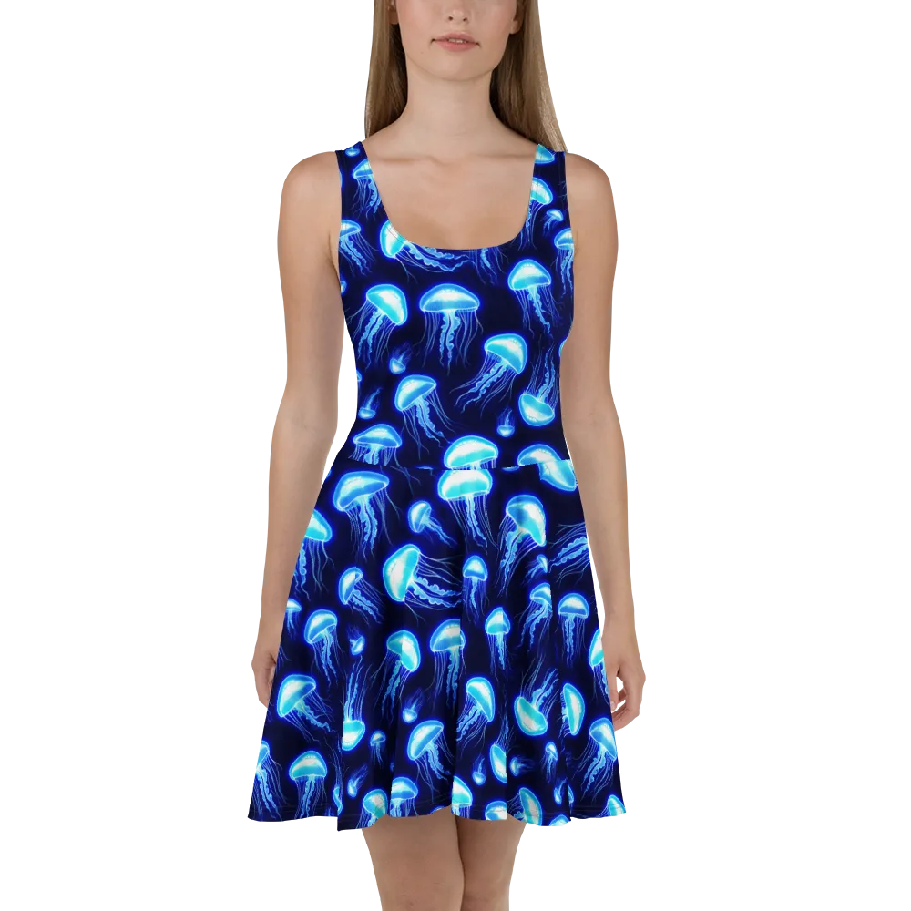 Azure Jellyscape on Skater Dress — Front