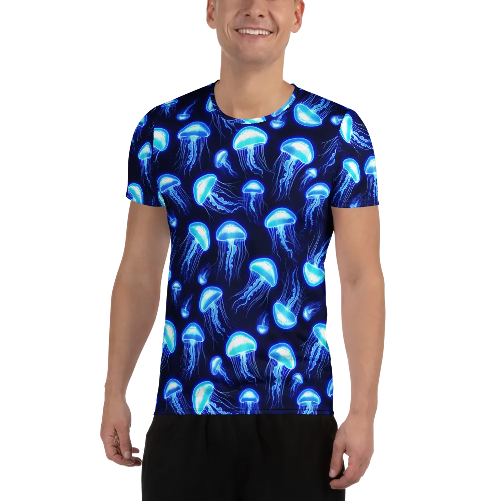 Azure Jellyscape on Men's Athletic T-Shirt — Front