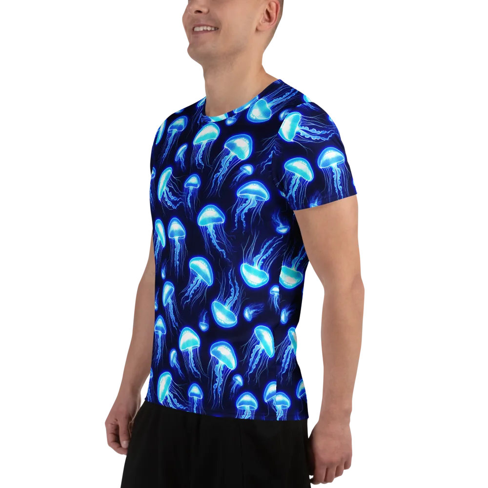 Azure Jellyscape on Men's Athletic T-Shirt — Left