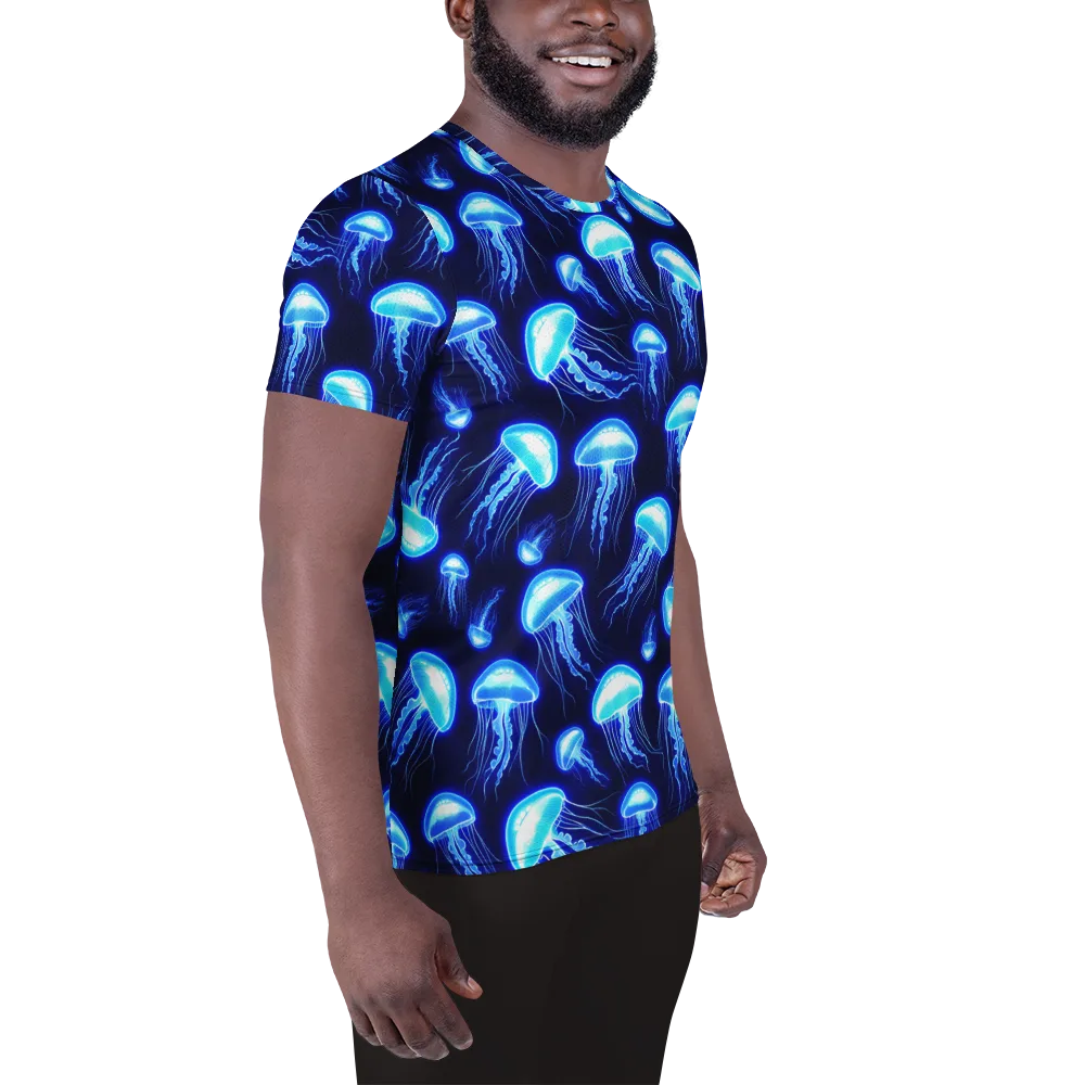 Azure Jellyscape on Men's Athletic T-Shirt — Right