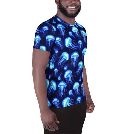 Azure Jellyscape on a Men's Athletic T-Shirt