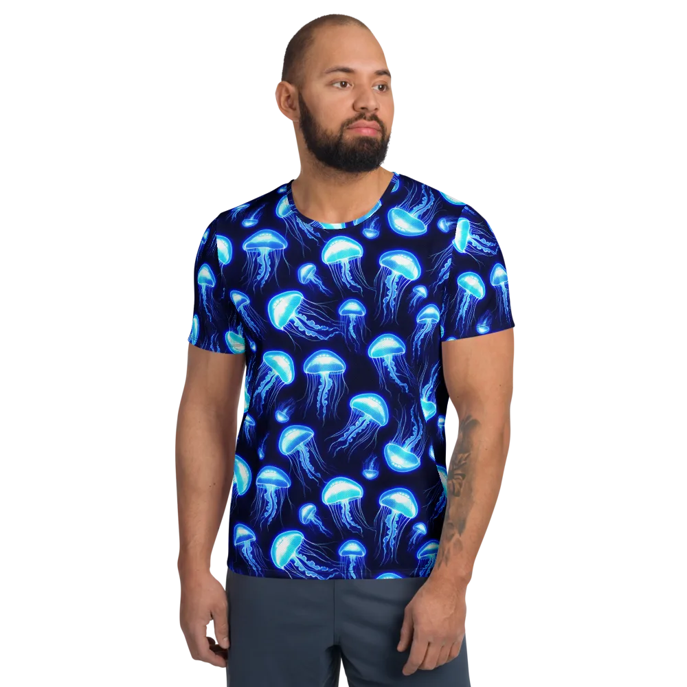Azure Jellyscape on Men's Athletic T-Shirt — Front
