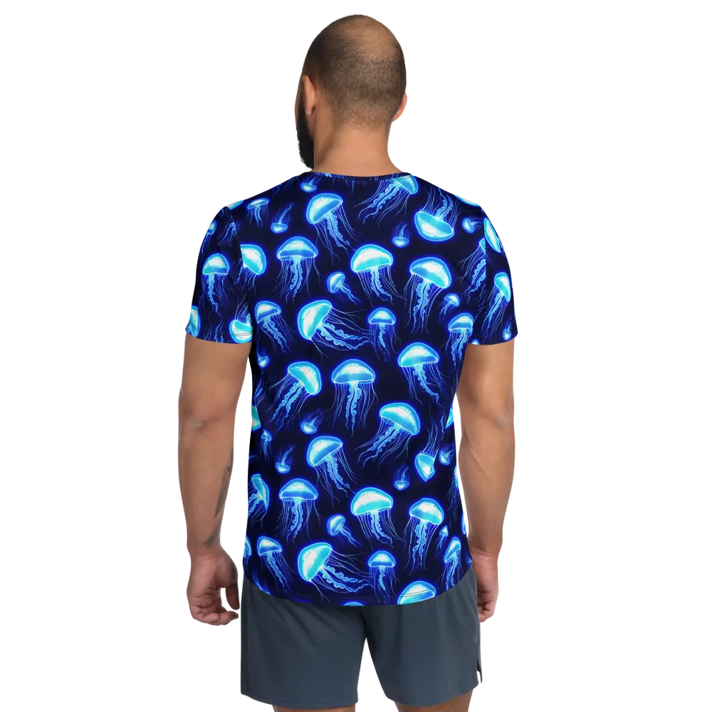 Azure Jellyscape on Men's Athletic T-Shirt — Back