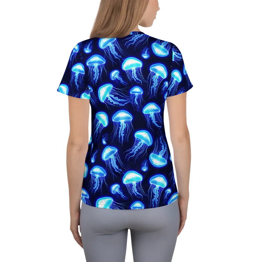 Azure Jellyscape on Women's Athletic T-Shirt — Back