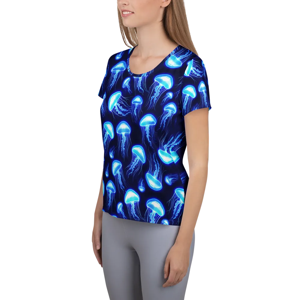 Azure Jellyscape on Women's Athletic T-Shirt — Left
