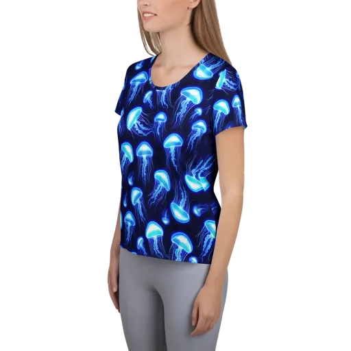 Azure Jellyscape on a Women's Athletic T-Shirt