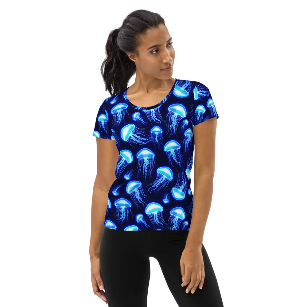 Azure Jellyscape on Women's Athletic T-Shirt — Front