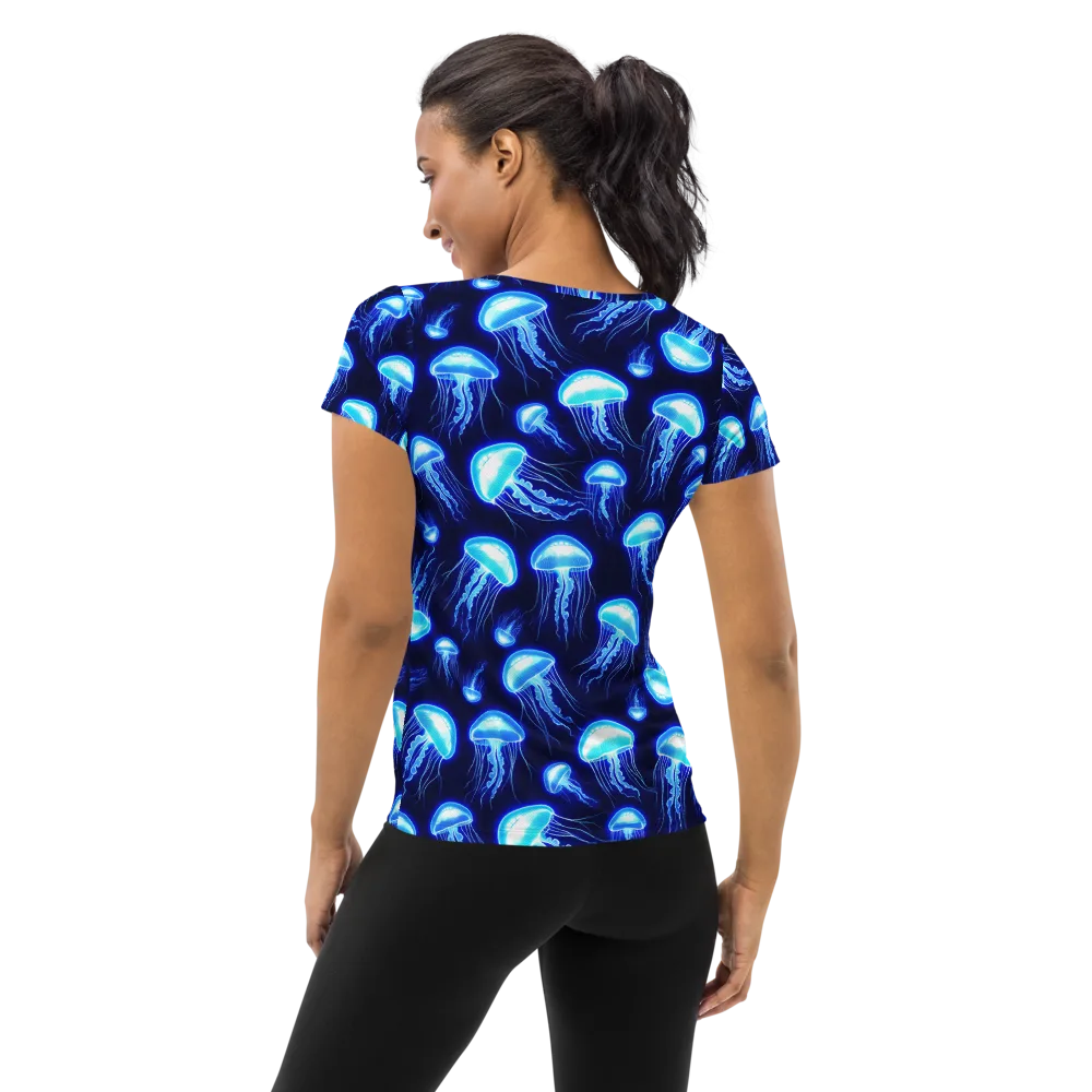 Azure Jellyscape on Women's Athletic T-Shirt — Back
