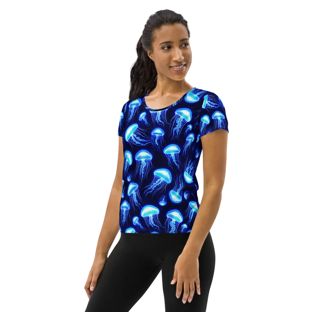 Azure Jellyscape on Women's Athletic T-Shirt — Left
