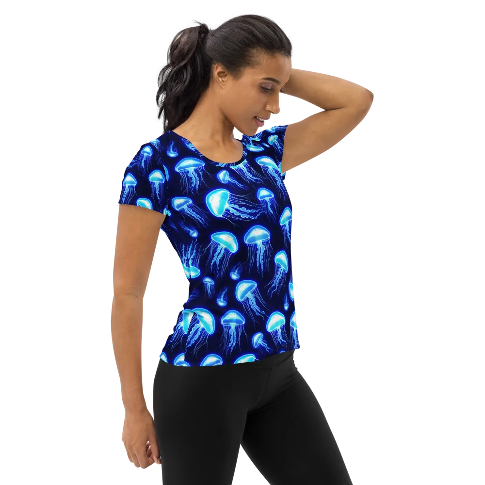 Azure Jellyscape on Women's Athletic T-Shirt — Right