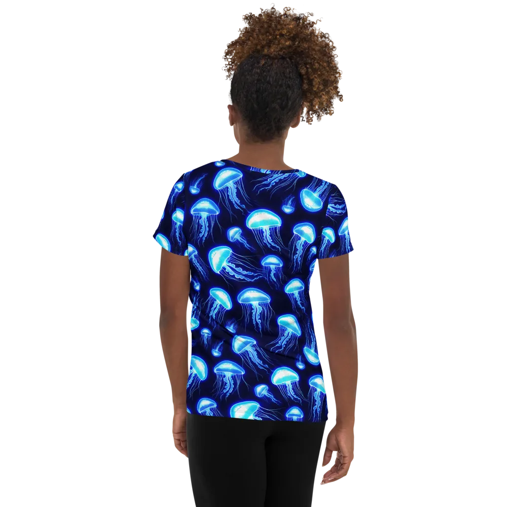 Azure Jellyscape on Women's Athletic T-Shirt — Back