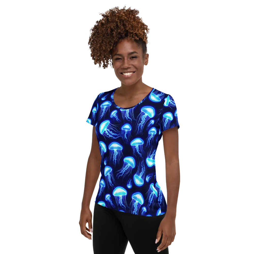 Azure Jellyscape on Women's Athletic T-Shirt — Left