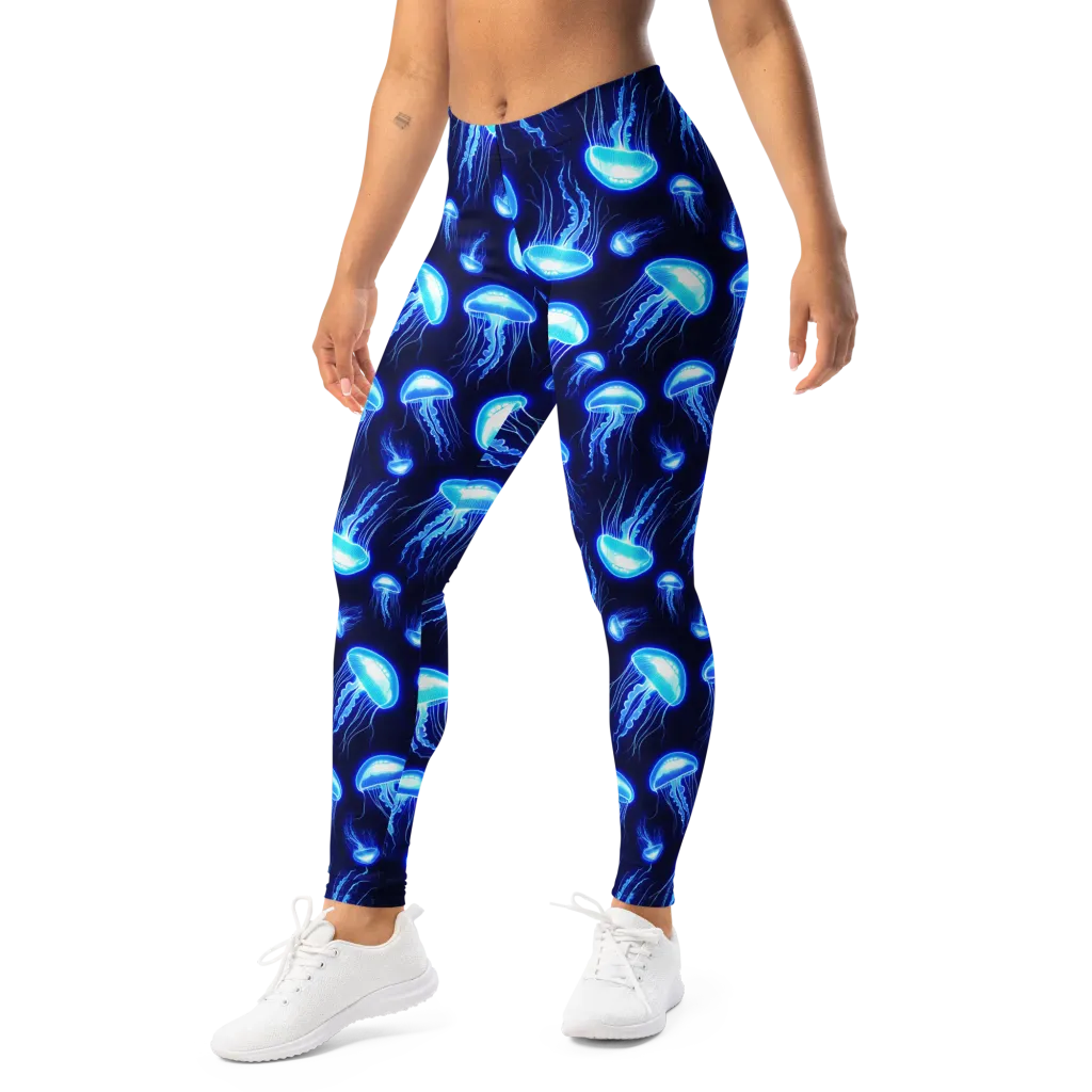 Azure Jellyscape on Leggings — Left Front