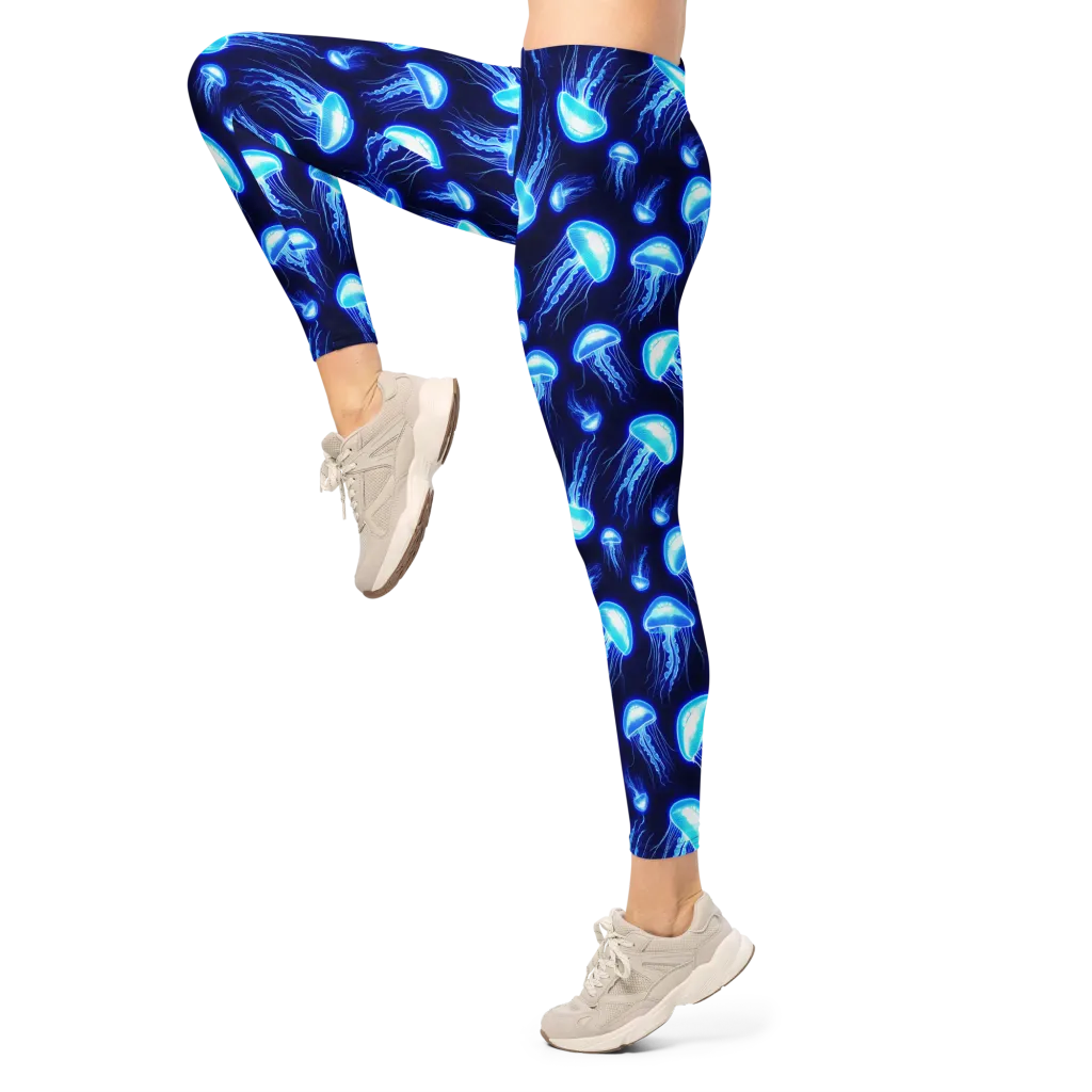 Azure Jellyscape on Leggings — Left