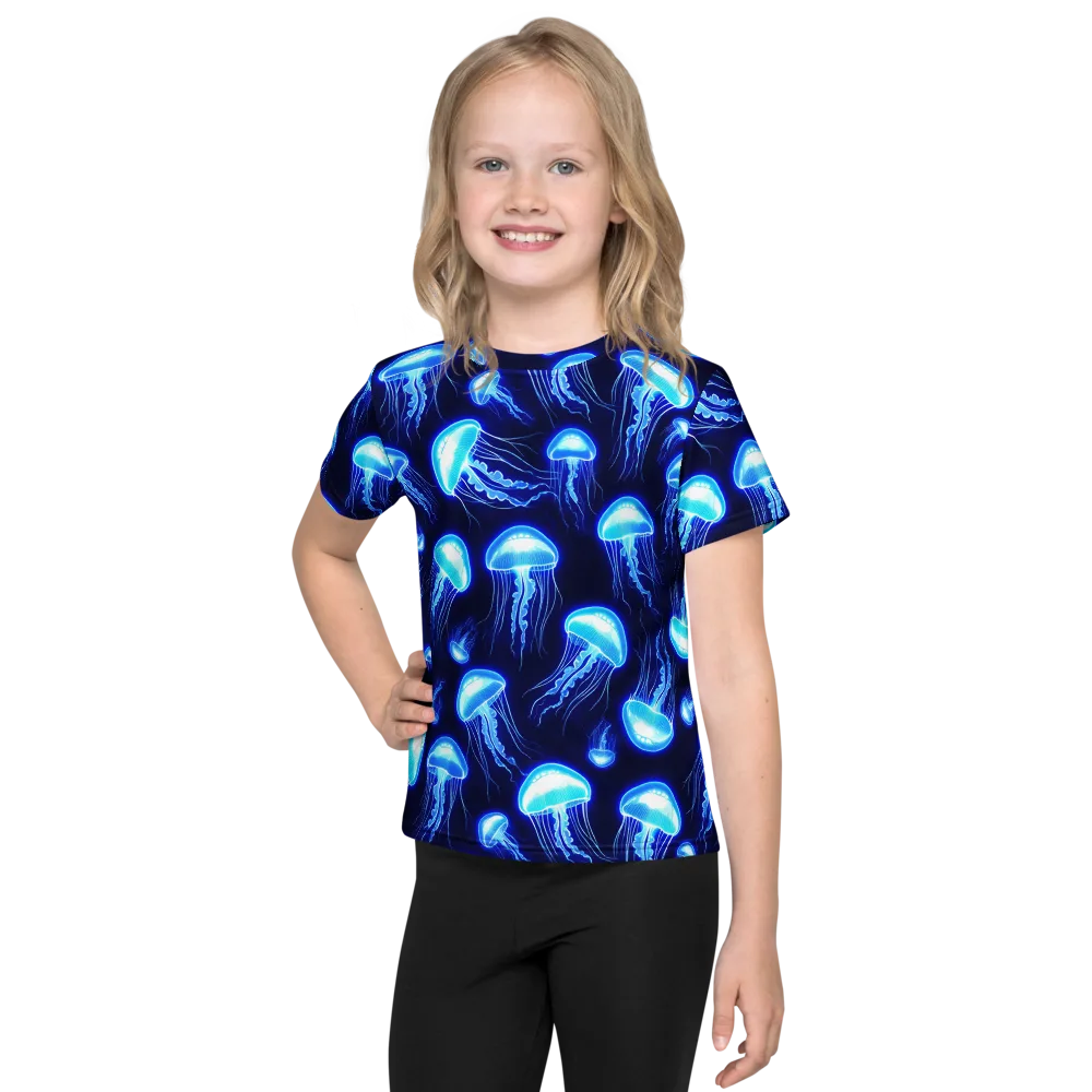 Azure Jellyscape on Kids Crew Neck T-Shirt — Front