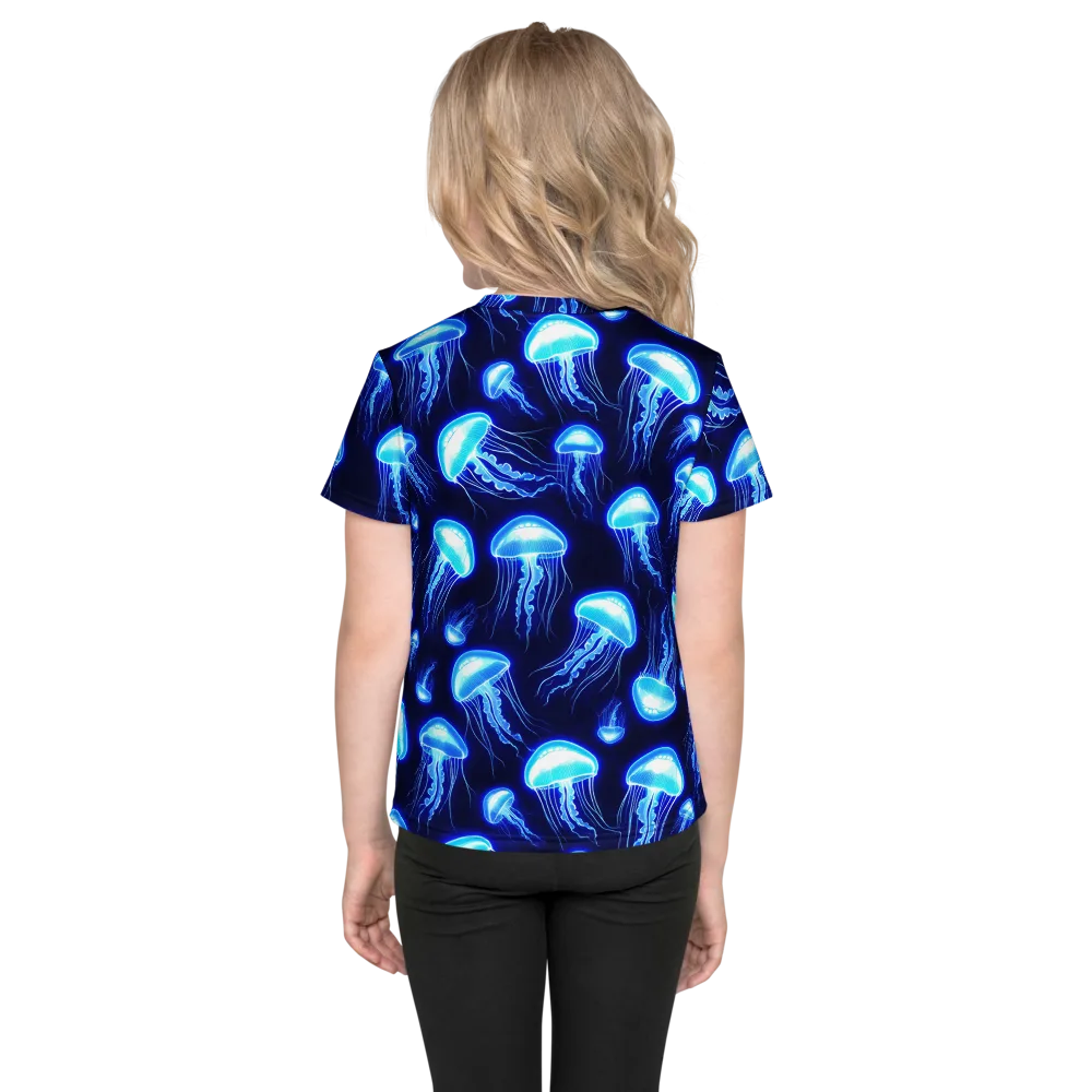 Azure Jellyscape on Kids Crew Neck T-Shirt — Back