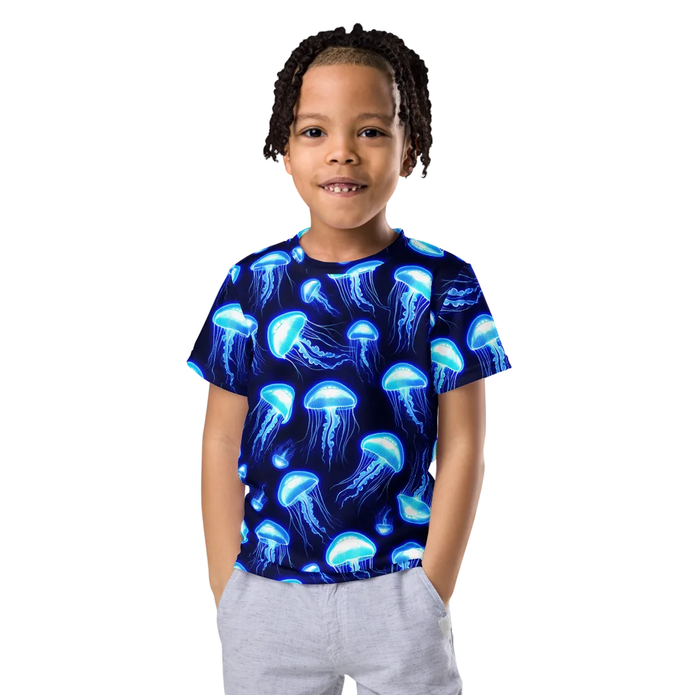 Azure Jellyscape on Kids Crew Neck T-Shirt — Front