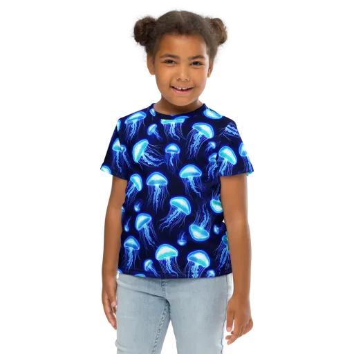 Azure Jellyscape on a Kids Crew Neck T-Shirt