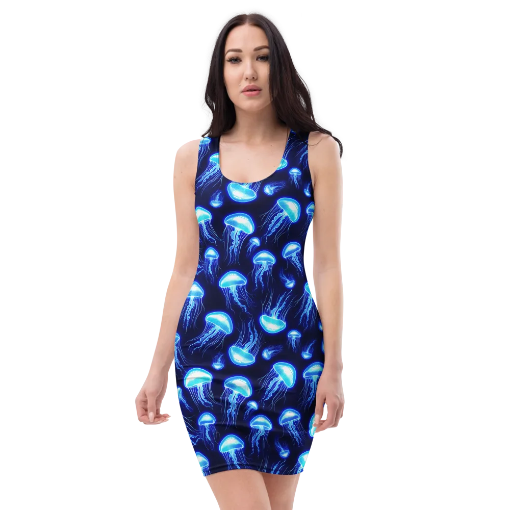 Azure Jellyscape on Bodycon Dress — Front