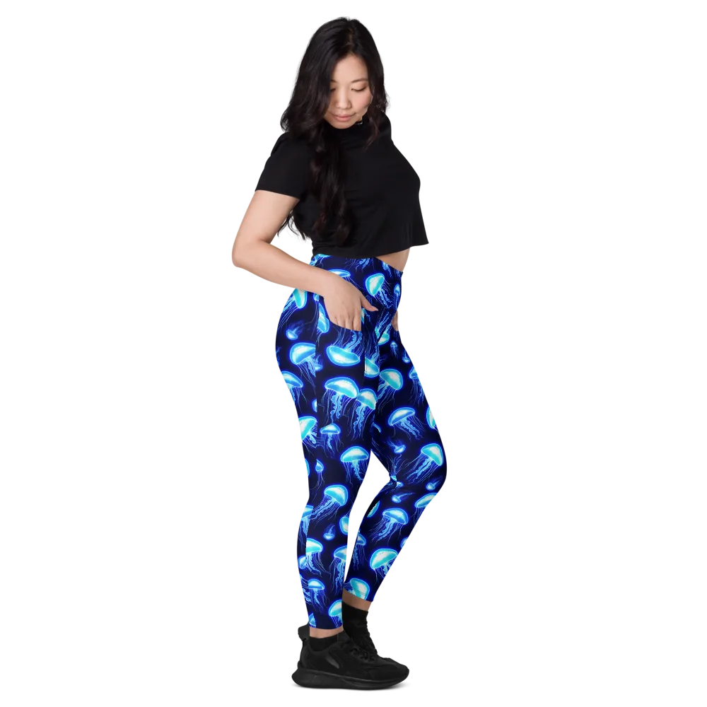 Azure Jellyscape on Leggings with Pockets — Right