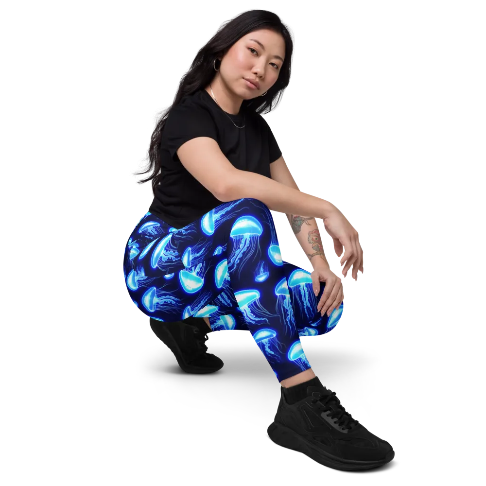 Azure Jellyscape on Leggings with Pockets — Right Front
