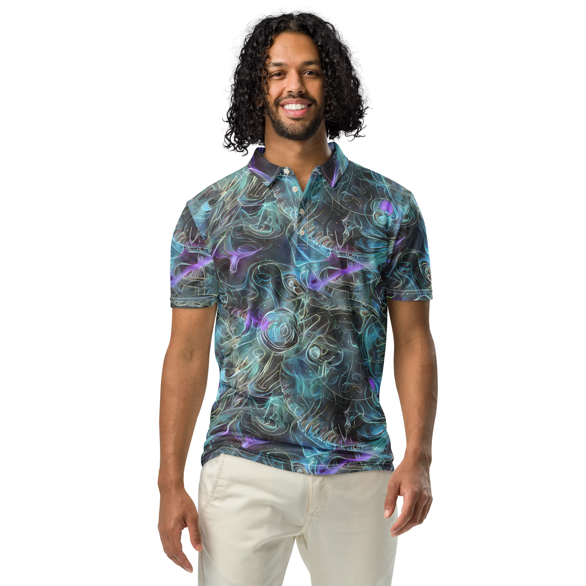 Deep Space Opal on Men's Slim Fit Polo Shirt — Front