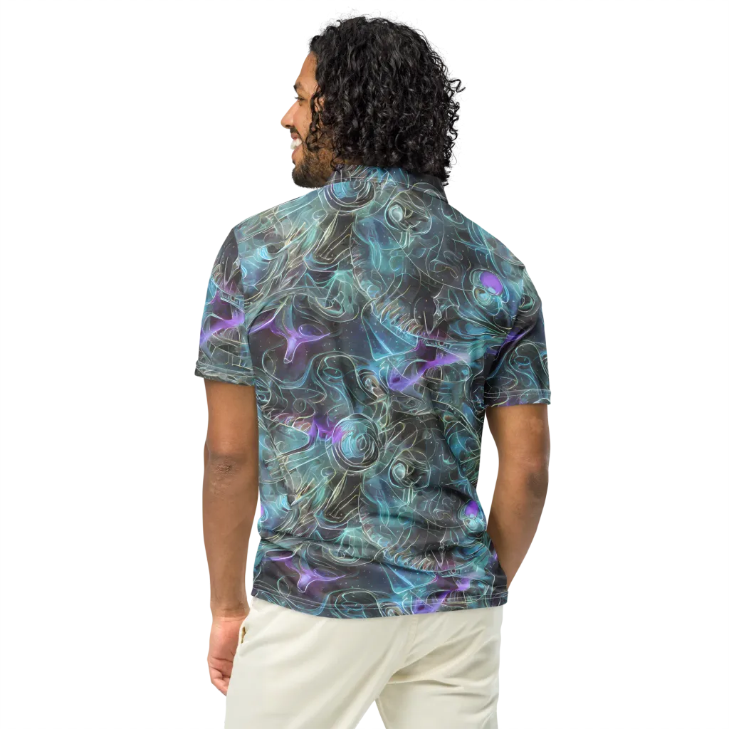 Deep Space Opal on Men's Slim Fit Polo Shirt — Back