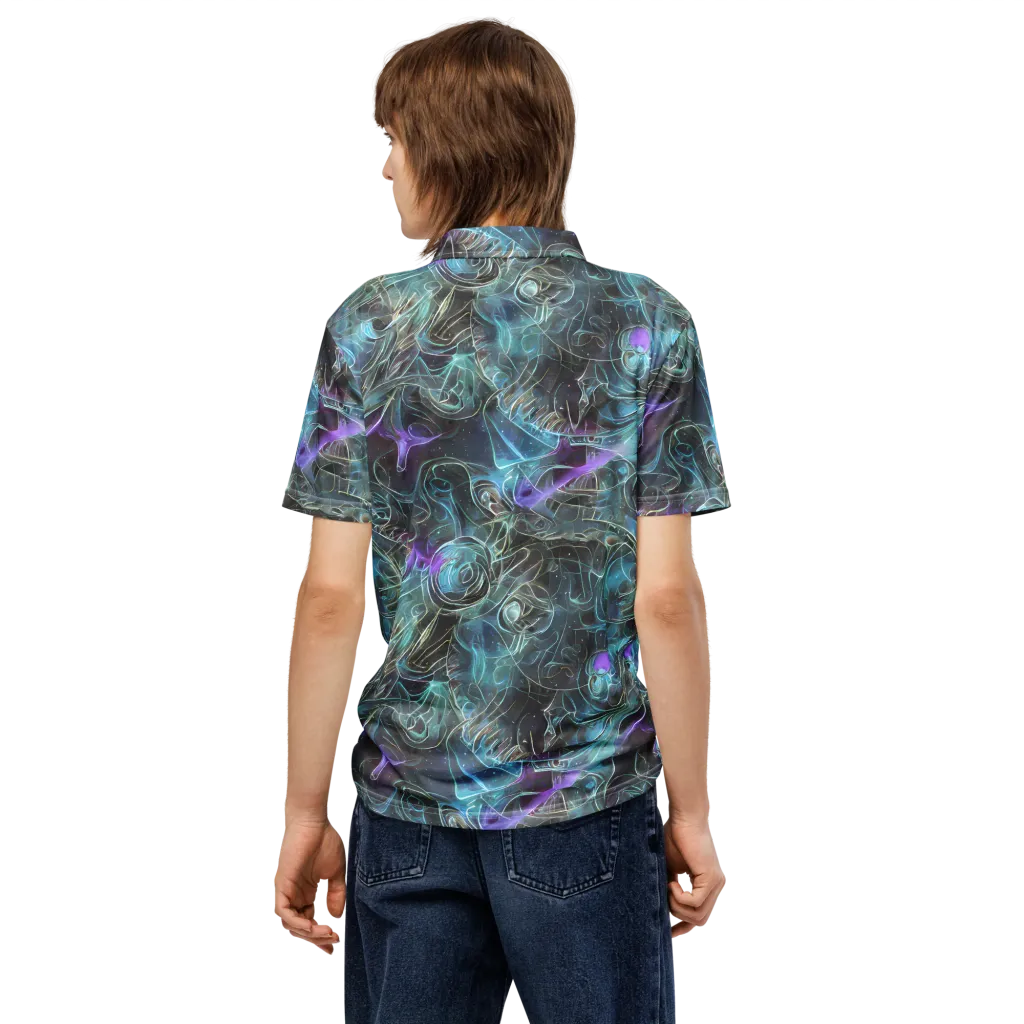 Deep Space Opal on Men's Slim Fit Polo Shirt — Back