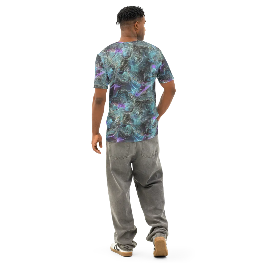Deep Space Opal on Men's Cotton Crew Neck T-Shirt — Back