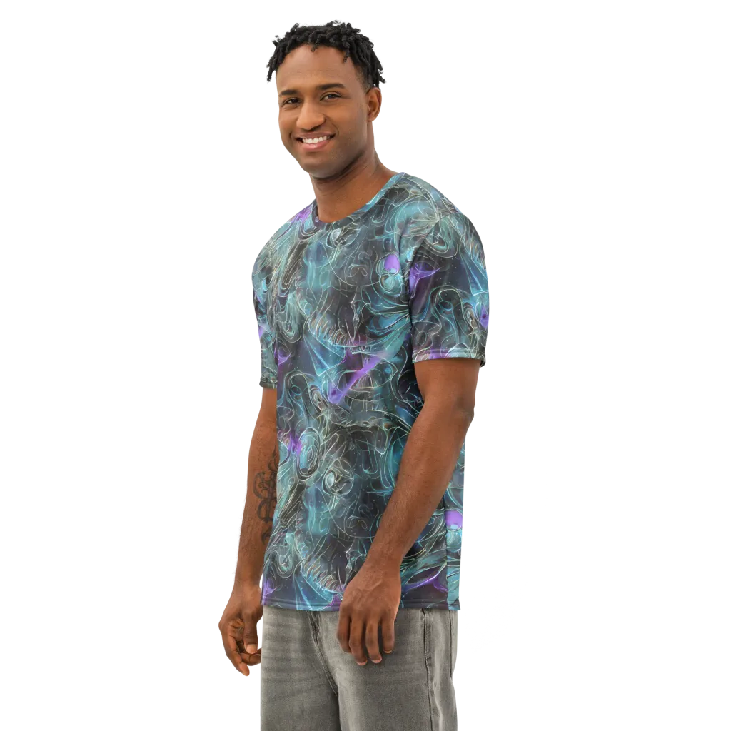 Deep Space Opal Men's Cotton Crew Neck T-Shirt on model