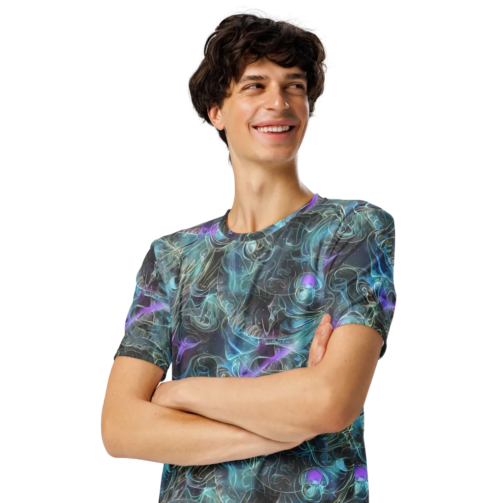 Deep Space Opal on Men's Crew Neck T-Shirt — Left Front
