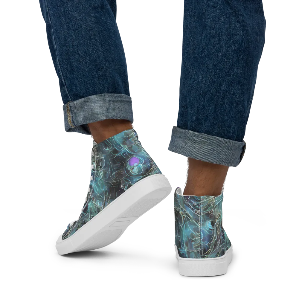 Deep Space Opal on Men's High Top Canvas Shoes — Back